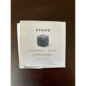 SPARQ Soapstone Rock Climate Control Whiskey Wine Coffee Tea Set 9 Cubes Read